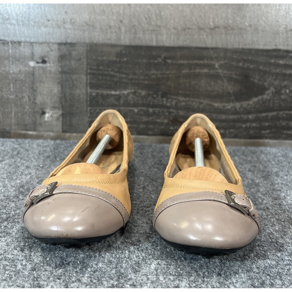 Tod's Leather Ballet Flats Beige Gray Cap Toe Womens Shoes EU 39.5 US 9.5 - Picture 4 of 15